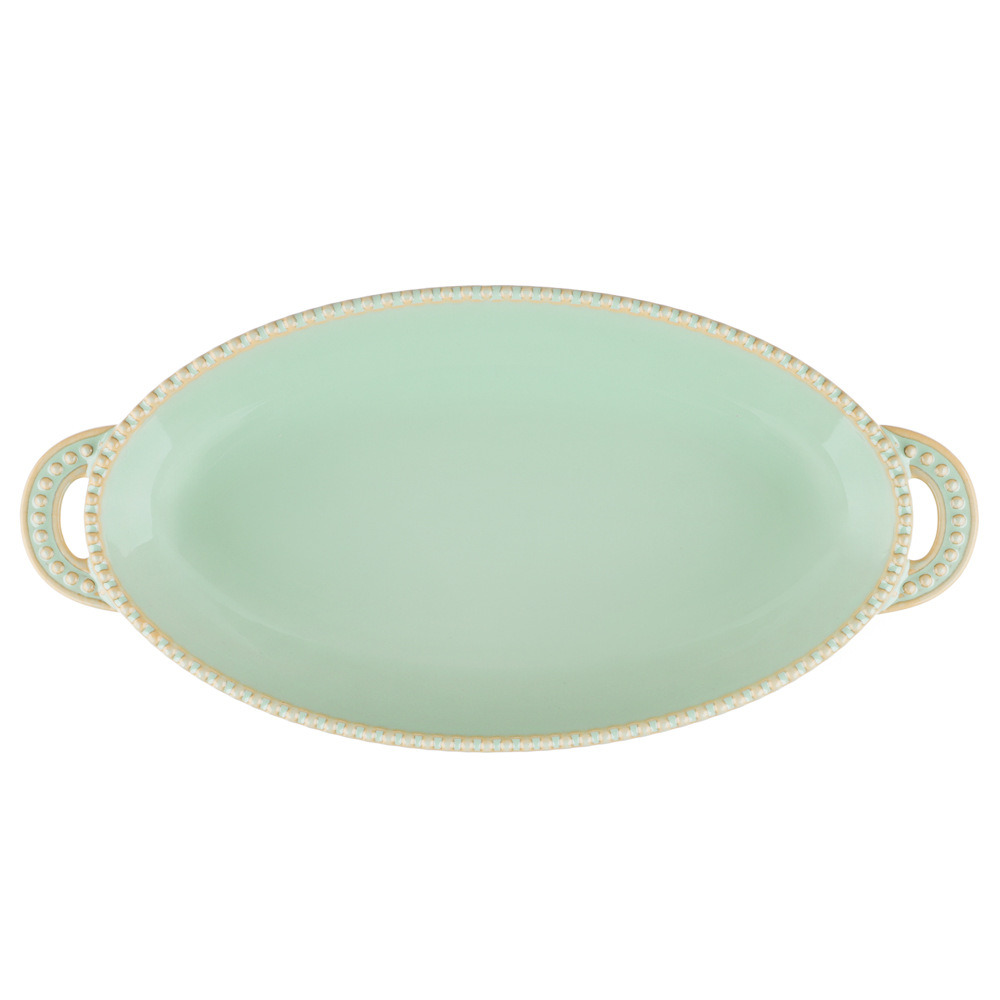 BY COLLECTION Форма для запекания и сервировки овал.с ручками, керамика, 33х16х5,5см, зел.