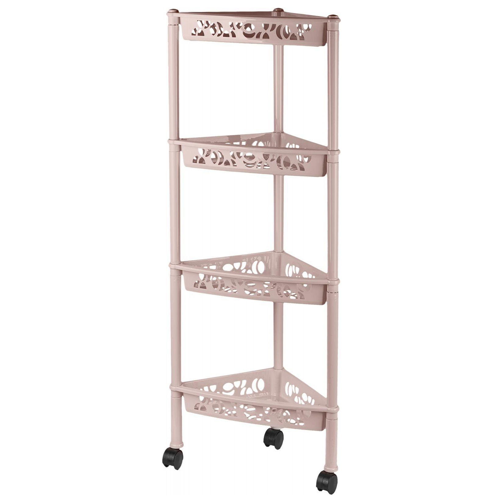 Этажерка Keeplex Light, на колесиках, четырехсекционная, угловая, 38.3х22.2х93.5 см, бежевый топаз