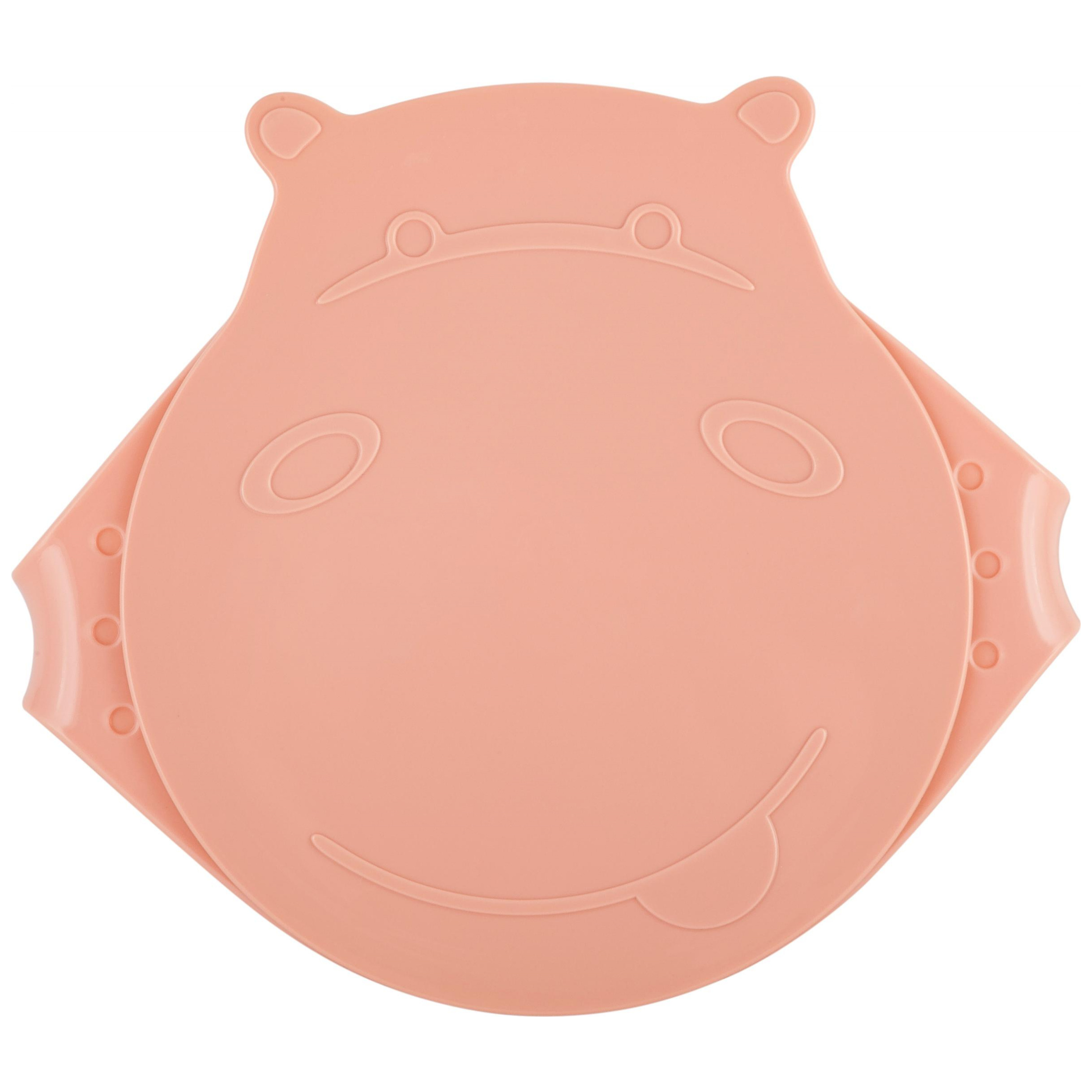 Детская тарелка Lalababy Play with Me Hello, Hippo! с крышкой, карамельный