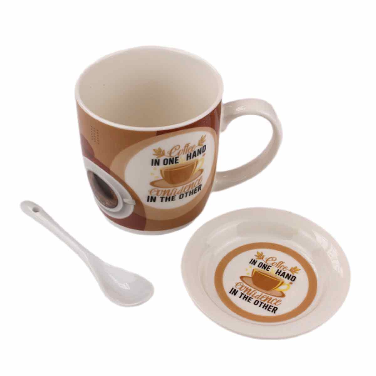 Кружка 350мл с/кр/блюдце и ложкой Coffee подарочная керам 
