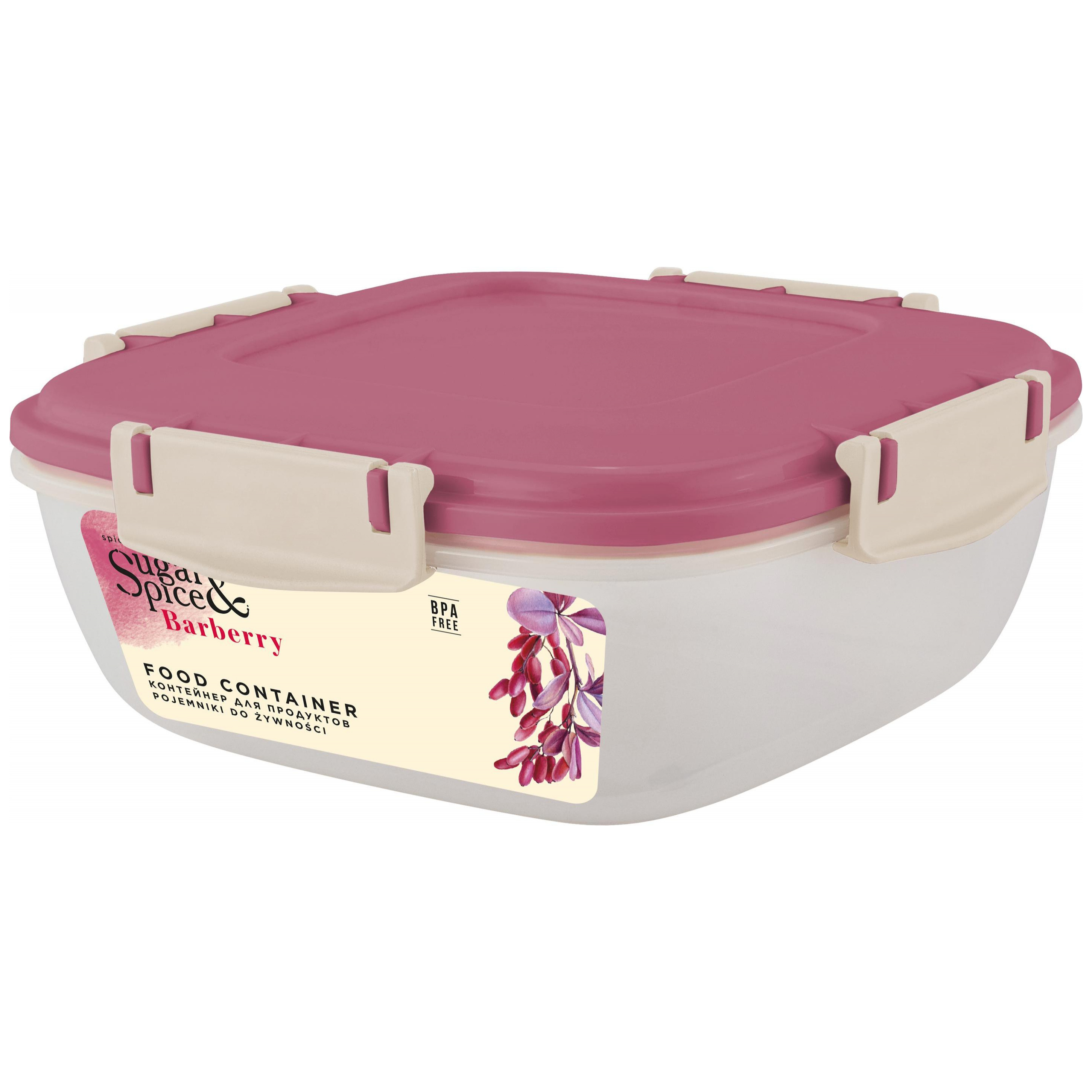 Контейнер для продуктов Sugar&Spice Barberry, герметичный, 0.7 л, квадратный, брусника