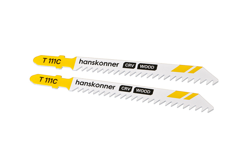 Пилки для лобзика по дереву 2шт, T111C (мяг,тверд 5-50мм) Hanskonner