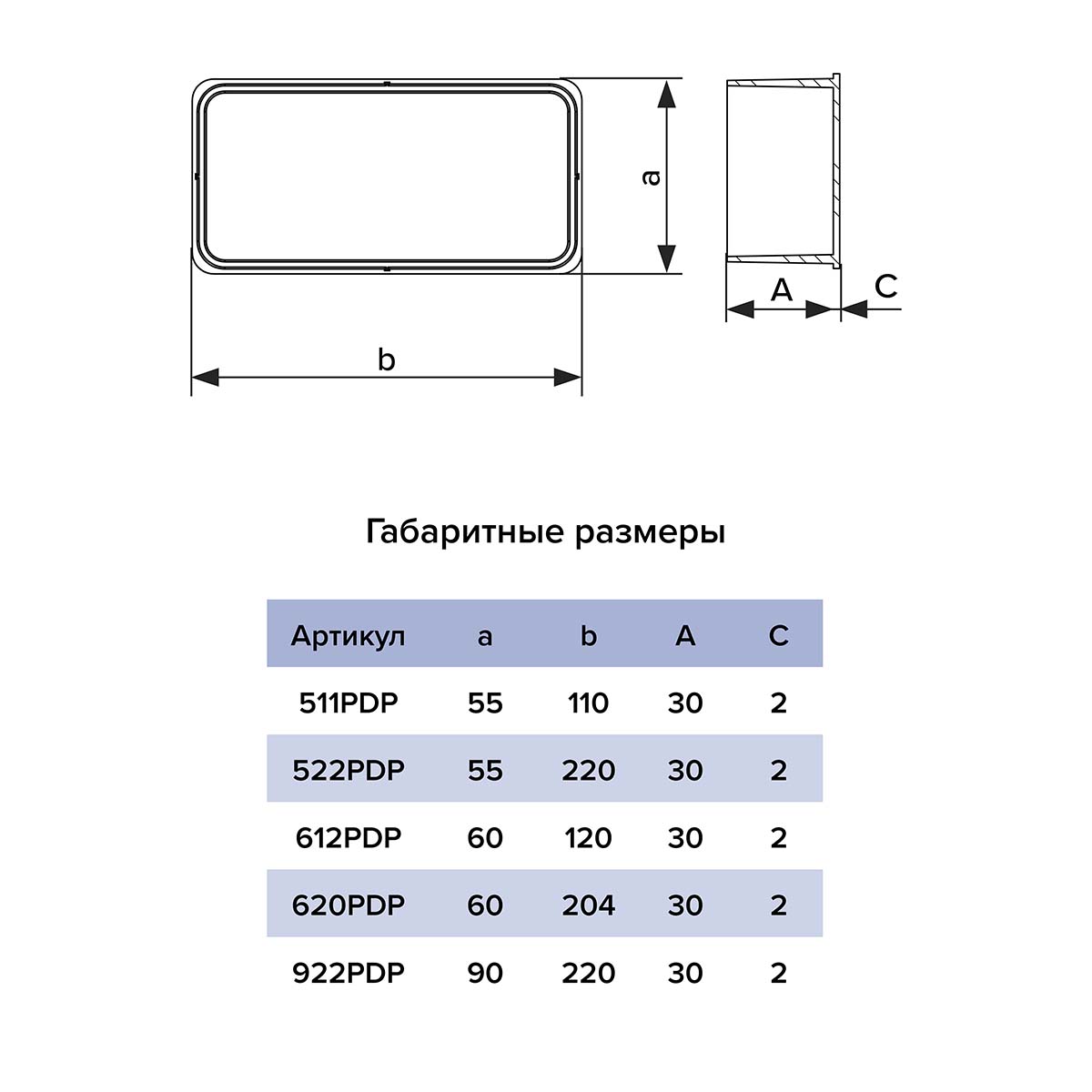 Заглушка плоских каналов Era 612PDP, пластик, 60 x 120 мм