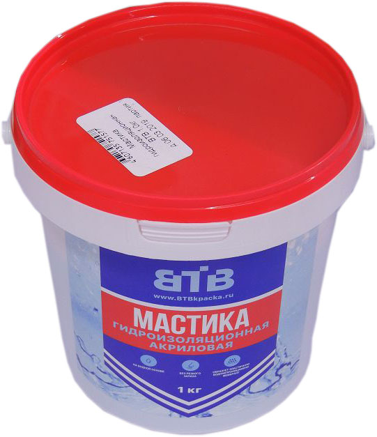 Мастика ВТВ гидроизоляционная акриловая, 1 кг ведро						