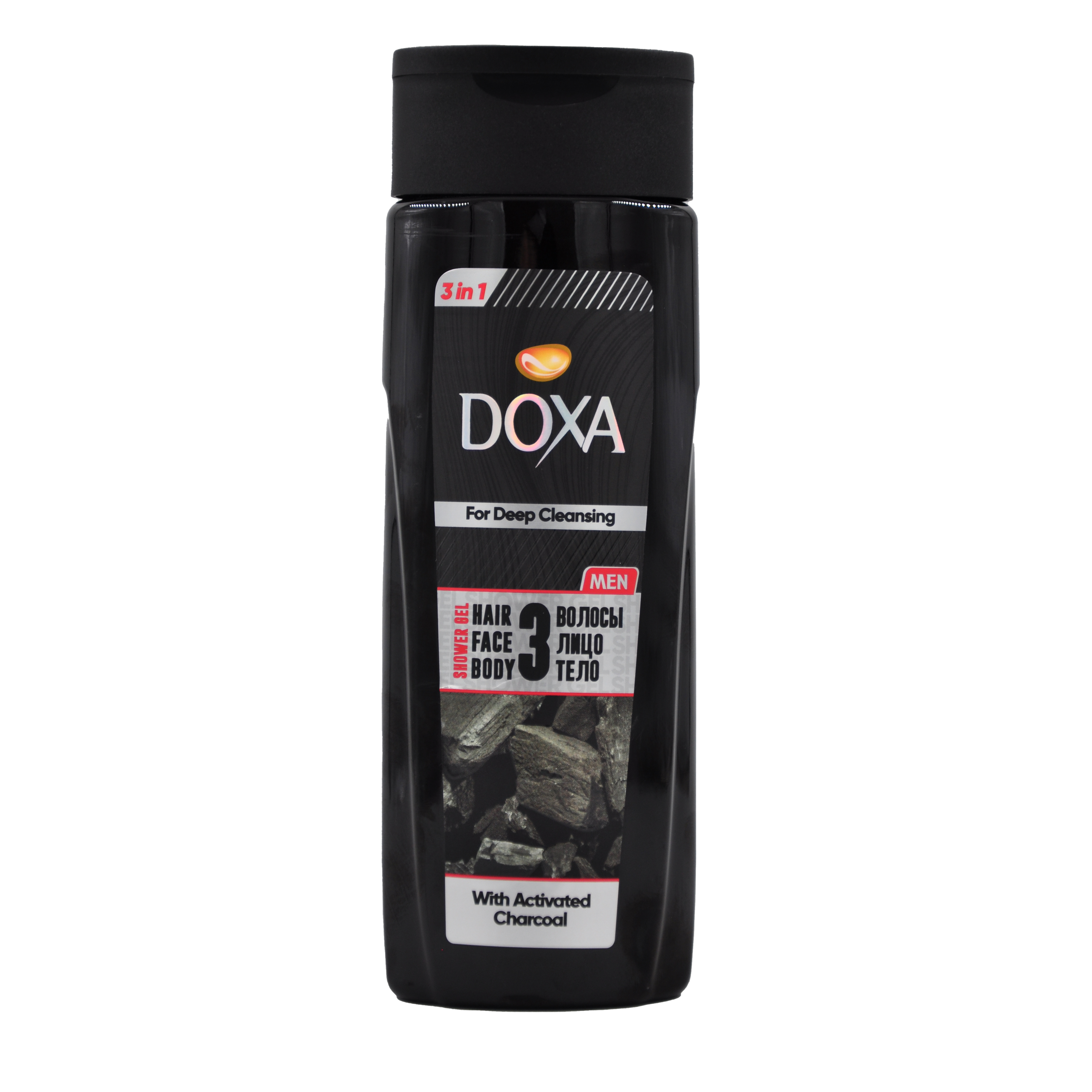 Гель для душа DOXA FOR MEN 3 в 1, С активированным углем, мужской, 400 мл
