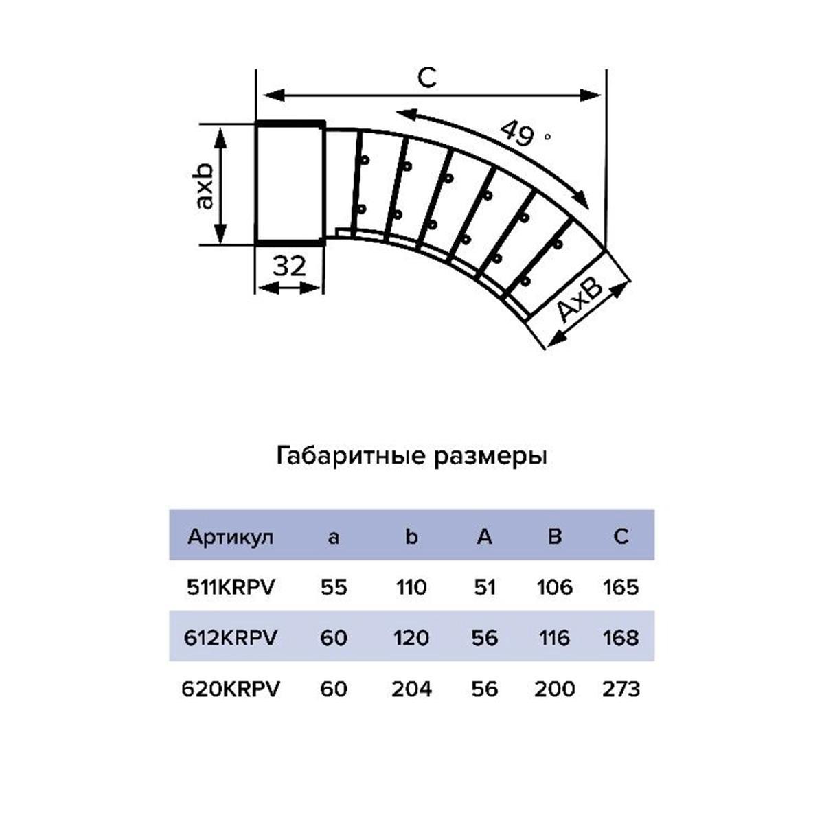 Колено вертикальное Era 620KRPV, пластик, разноугловое, 60 x 204 мм