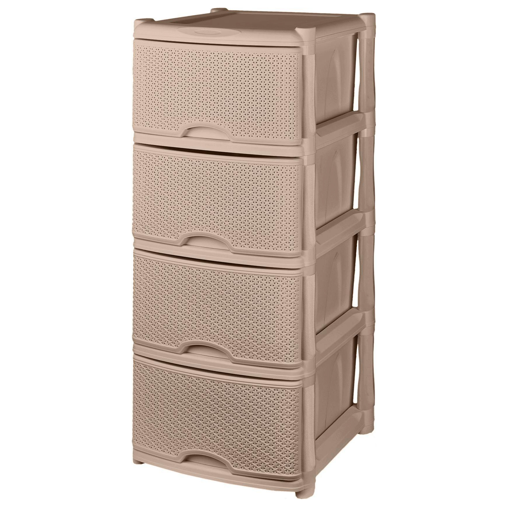 Комод Keeplex Rattan, четырехсекционный, 48х41х94.5 см, морской песок