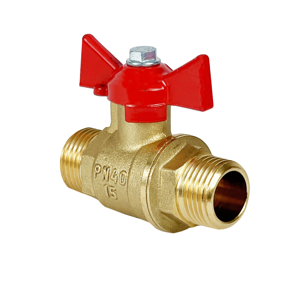 Кран шаровый N/P59 для ВОДЫ 1/2"НР/НР ручка-бабочка,латунный VALFEX 11Б27фт1М
