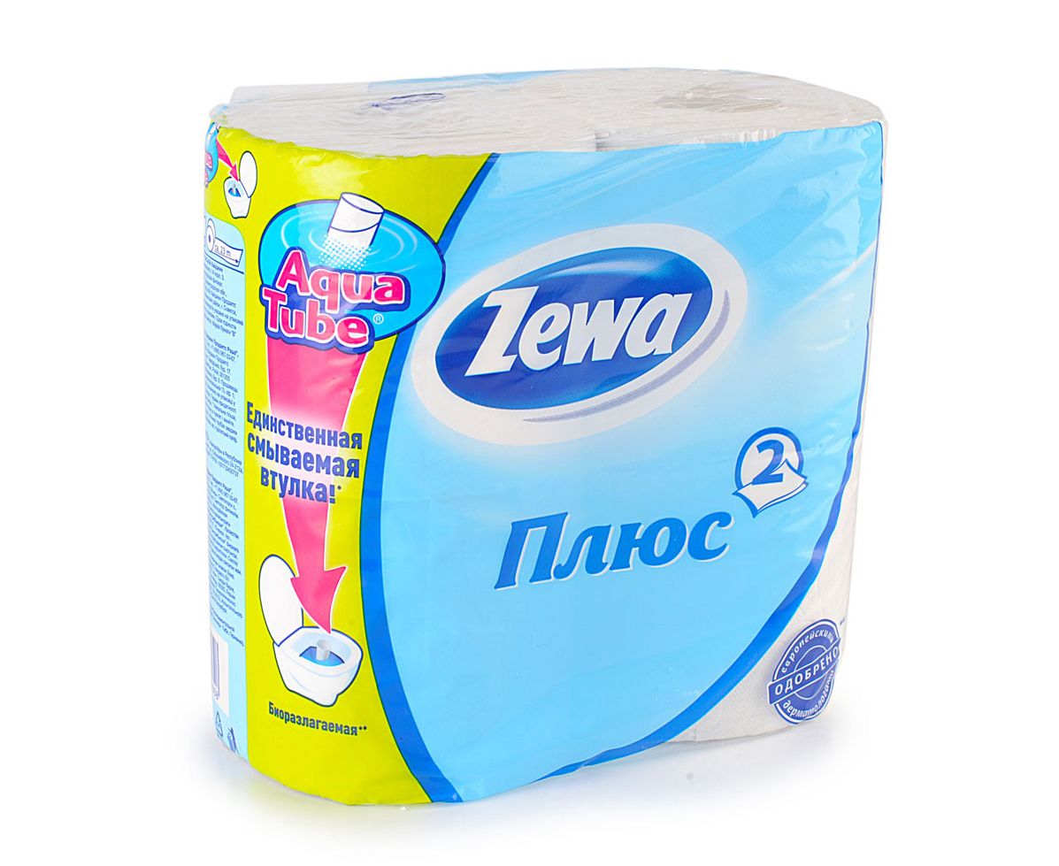 Бумага туалетная  ЗЕВА + 4 рул.2-х.сл.белая