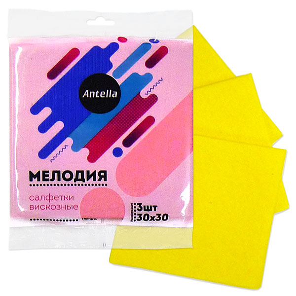 салфетка вискозная впитывающая 30*30см 3шт МЕЛОДИЯ Антелла