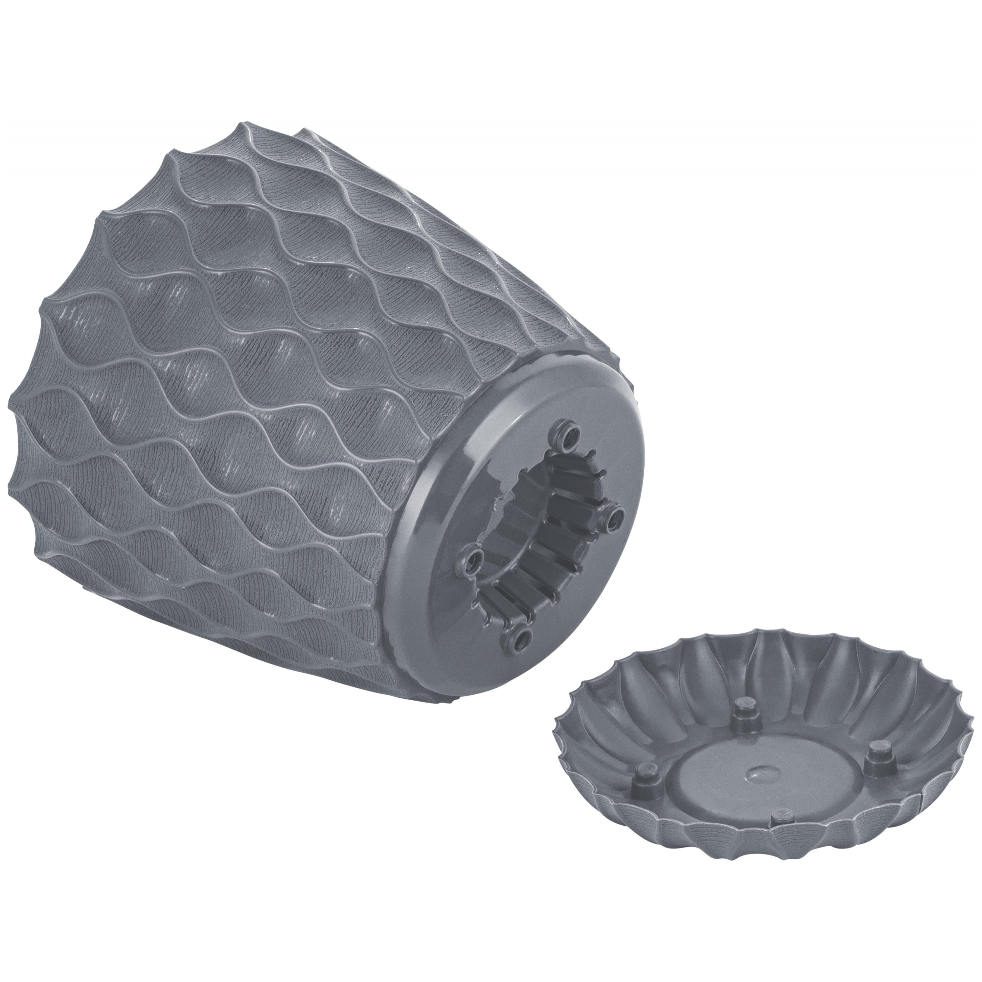 Горшок для цветов InGreen Wave, с дренажной сеткой и съемным поддоном, 0.65 л, D 115 мм, вулканический серый