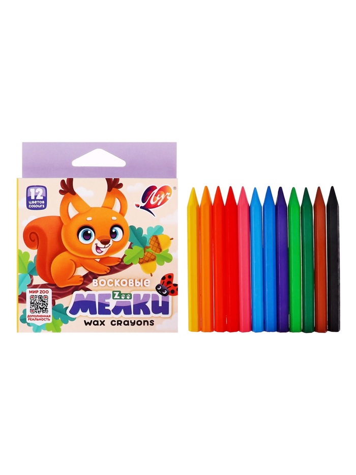 Мелки восковые 12цв Луч ZOO, шестигранные