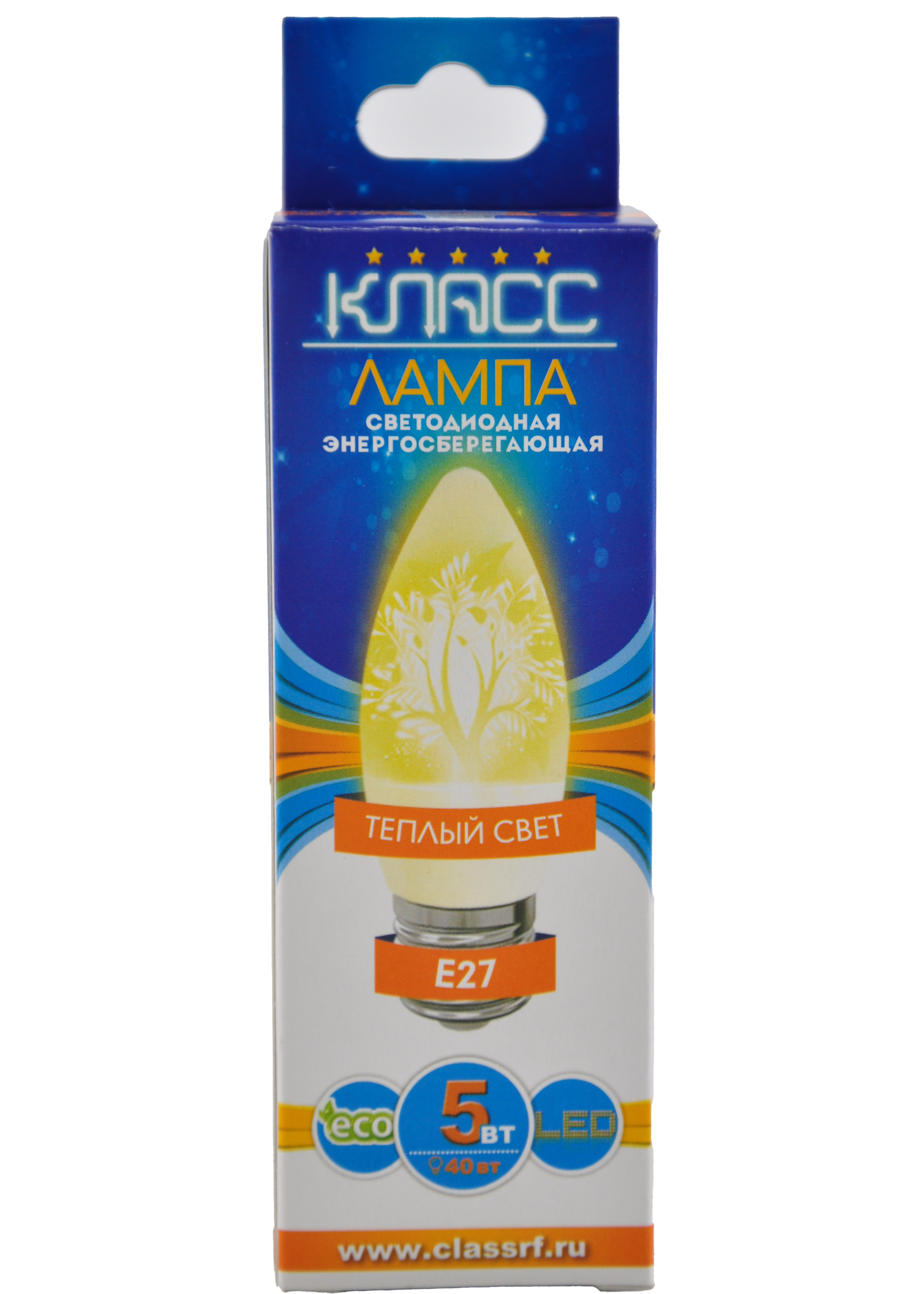 Светодиодная(LED)Лампа Класс-C37-05W/3000/E27свеча