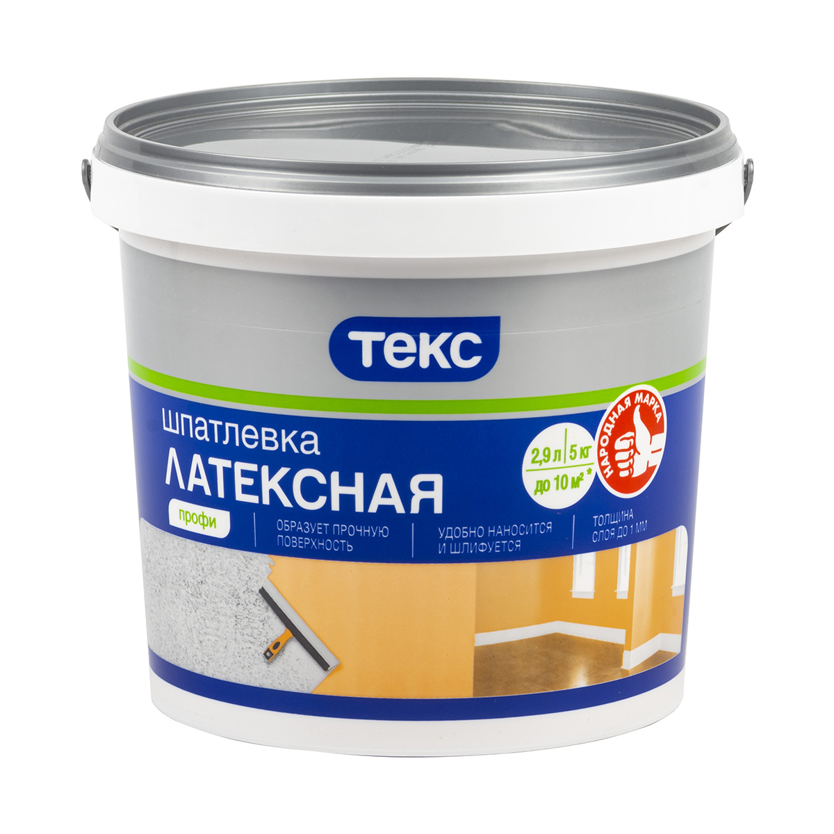 Шпатлевка латексная Текс Профи, белая, 5 кг