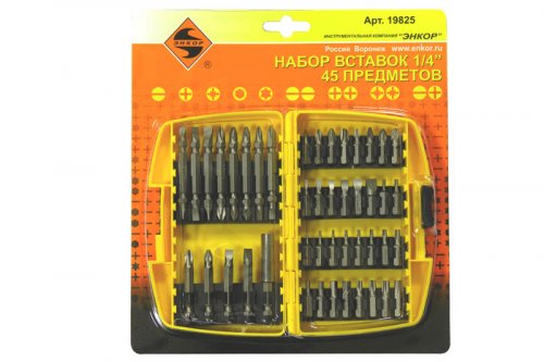 Набор бит 1/4" (45 предметов) Энкор