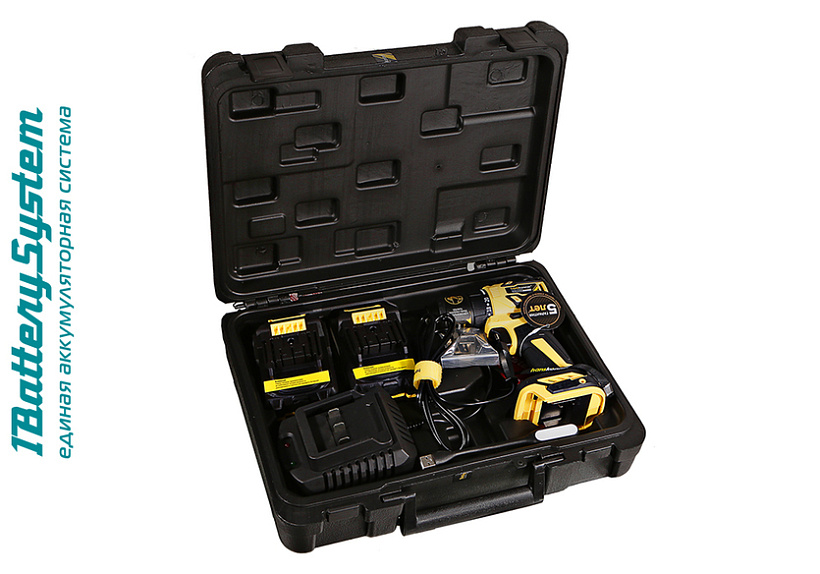 Дрель акк б/щ Hanskonner, 18В, 1BatterySystem,60Нм, пл.патрон, 2х2Ач,кейс