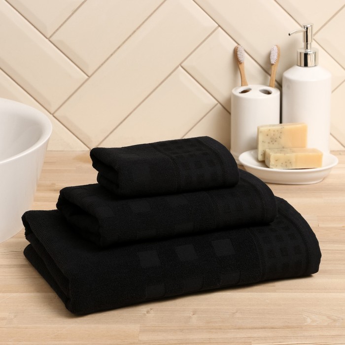 Полотенце махровое LoveLife "Square" 50*90 см, черный,100% хл, 380 гр/м2