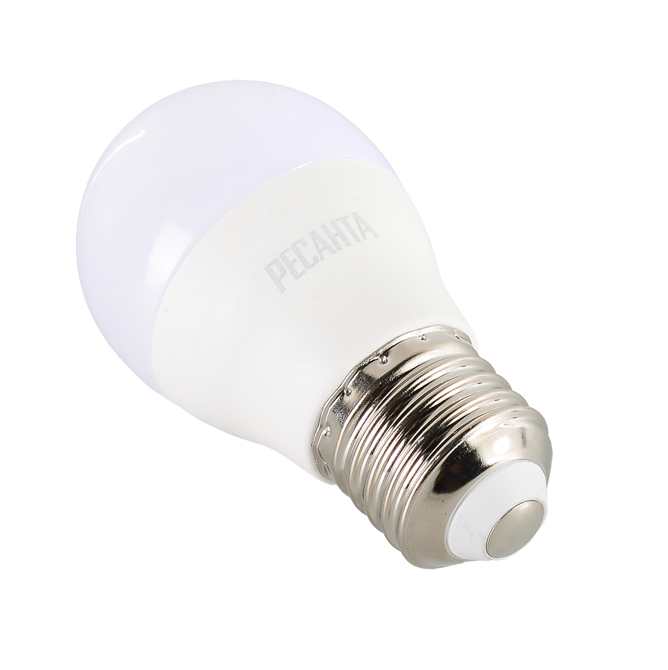 Лампа светодиодная LL-R-G45-7W-230-4K-E27 (шар, 7Вт, нейтр., Е27) Ресанта 76/1/73