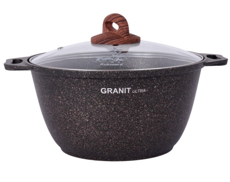 Кастрюля алюм. Kukmara "Granit Ultra original"  2л,стекл.крышка,антипригарное покрытие  КЗМП