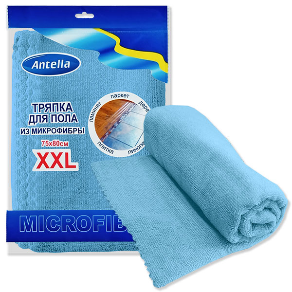 тряпка из микрофибры для пола 75*80см XXL ГОЛУБАЯ Антелла