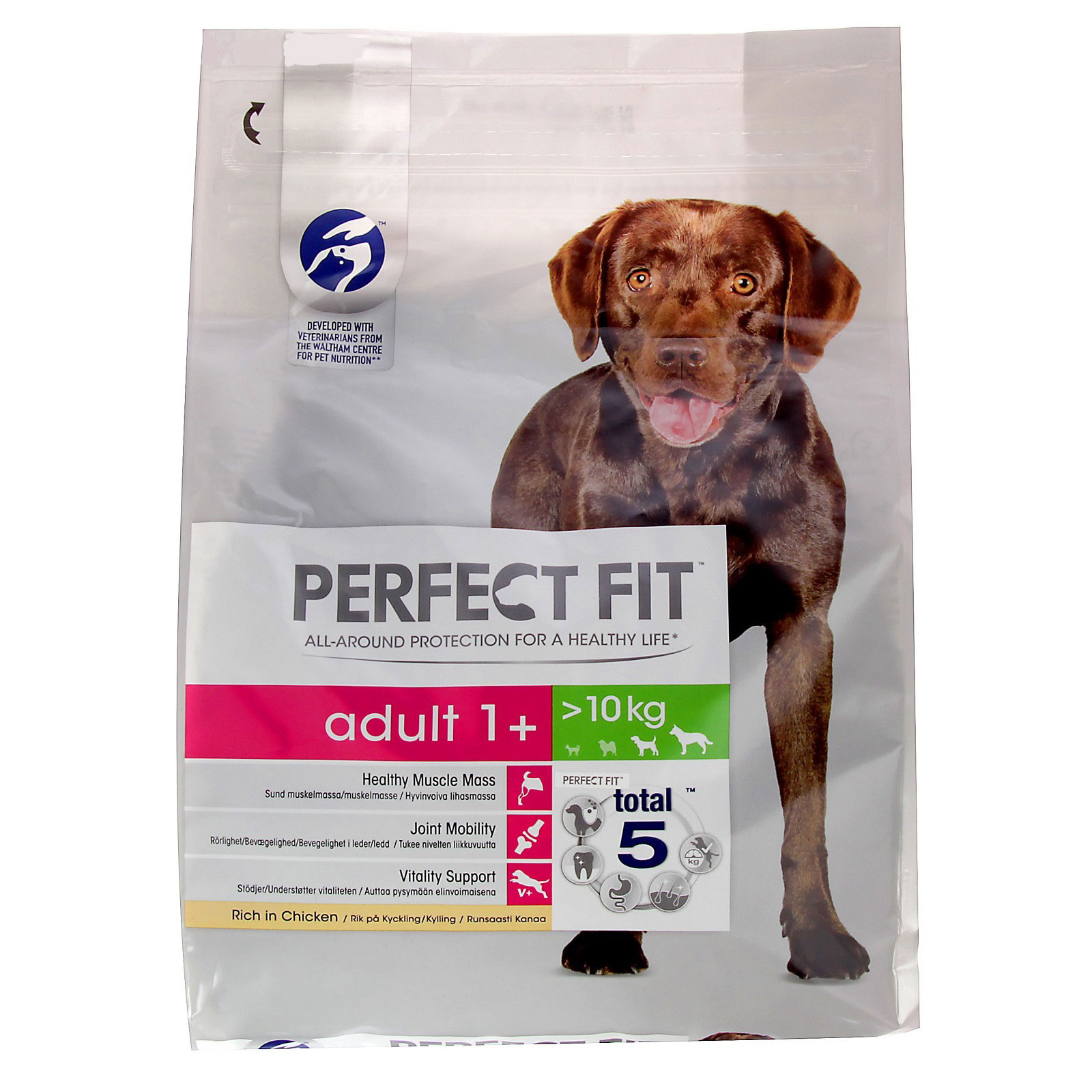 Сухой корм Perfect Fit для собак средних и крупных пород, курица, 2,6 кг