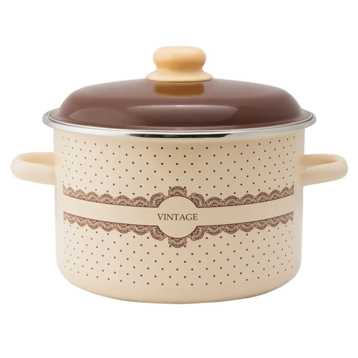 Кастрюля эмаль APPETITE Vintage, 5,5 л, с эмаль крышкой, с декором, цилиндрическая форма