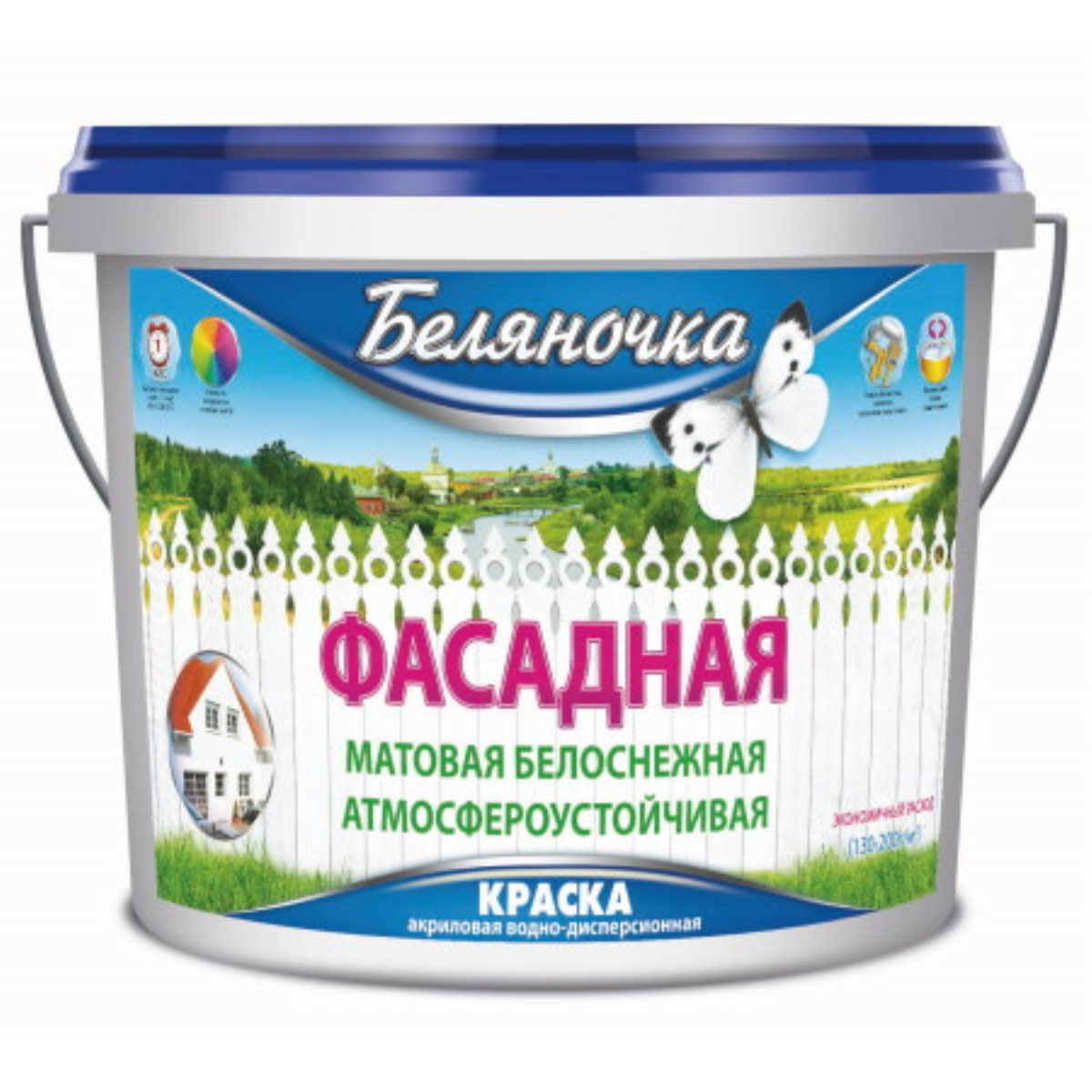 Краска Беляночка фасадная 7 кг, ведро/ВТВ/
