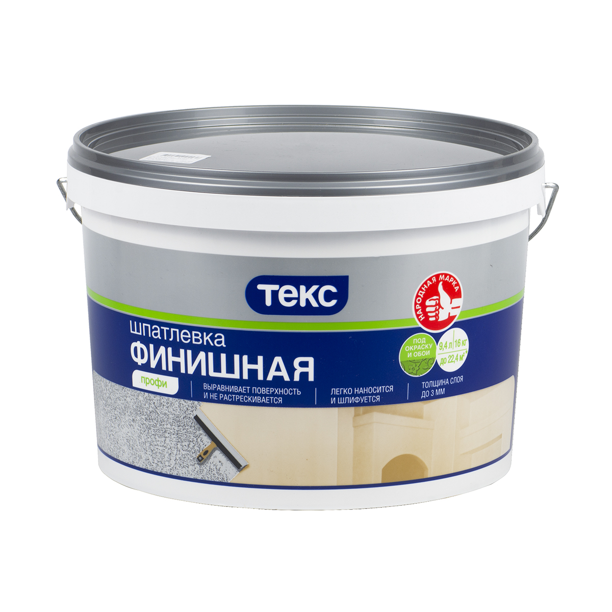 Шпатлевка латексная финишная Текс Профи, белая, 16 кг