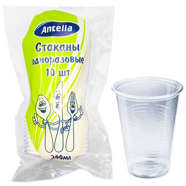 стакан 200мл 10шт ПРОЗРАЧНЫЙ Антелла