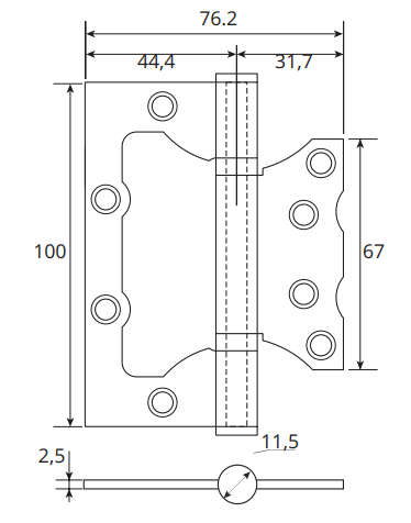 Петля накладная Avers 100*75*2,5-В2-CR