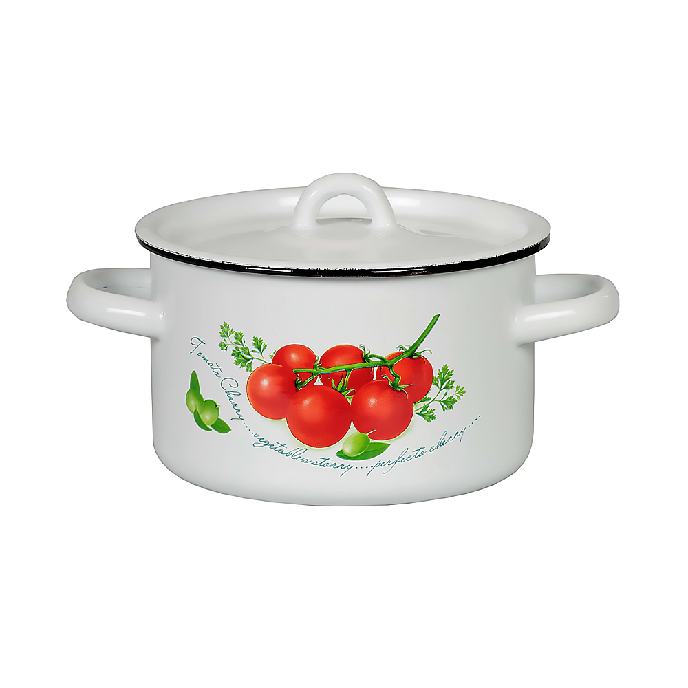 Кастрюля эмалированная СтальЭмаль с крышкой, 2,9 л, с декором