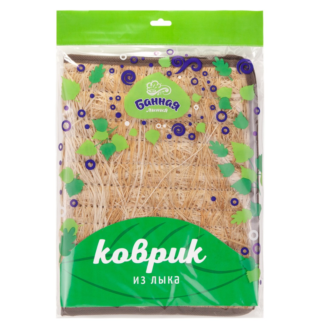 Коврик из лыка прямоугольный 30х45 см, БАННАЯ ЛИНИЯ™