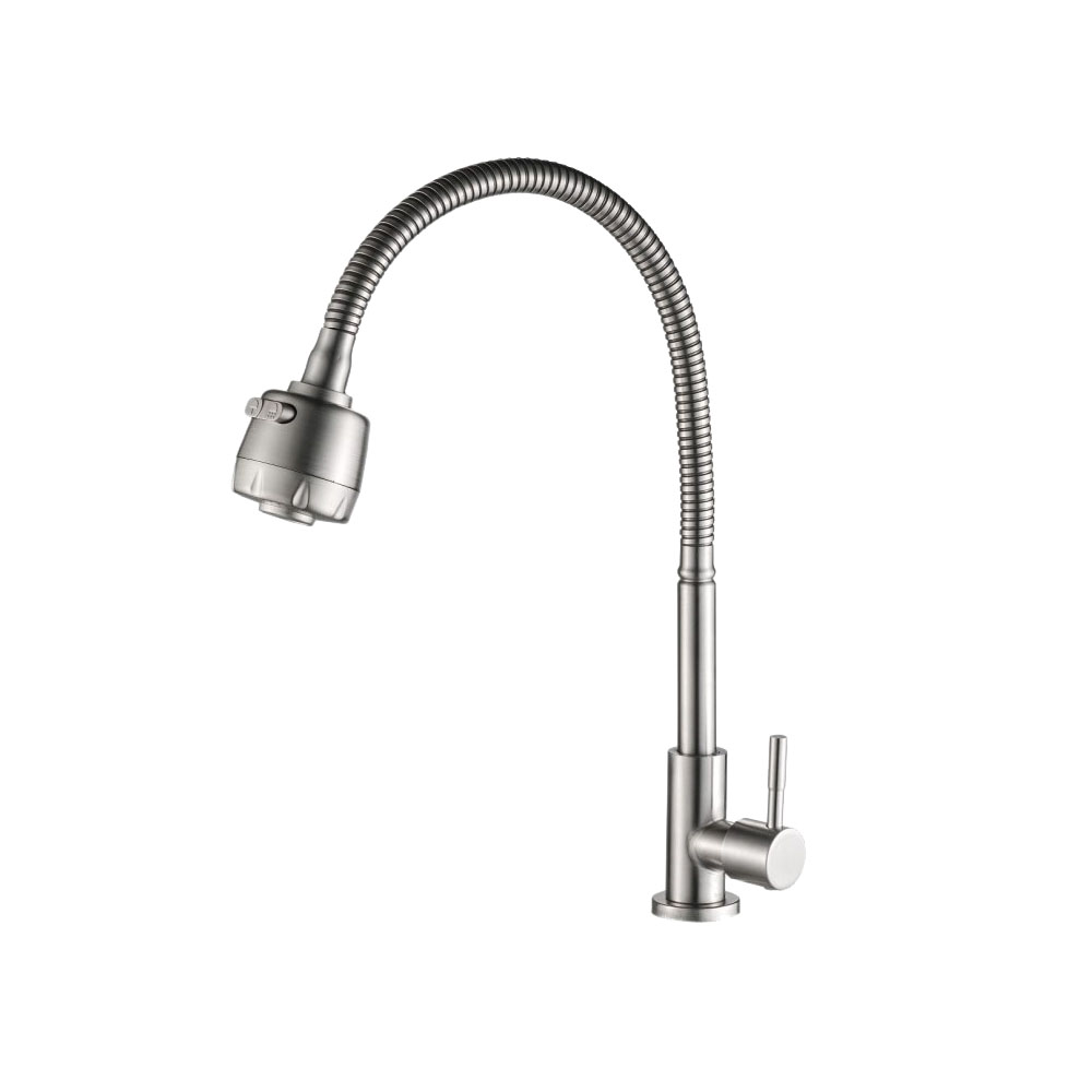 Кран моно,гибкий излив,нерж.сталь VALFEX Vela Chrome 