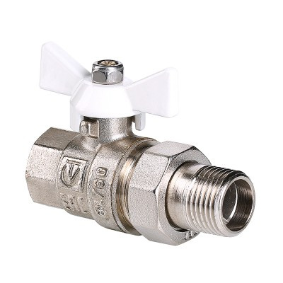 Кран шаровой Valtec BASE с полусгоном 1/2" вн.-нар. белая рукоятка