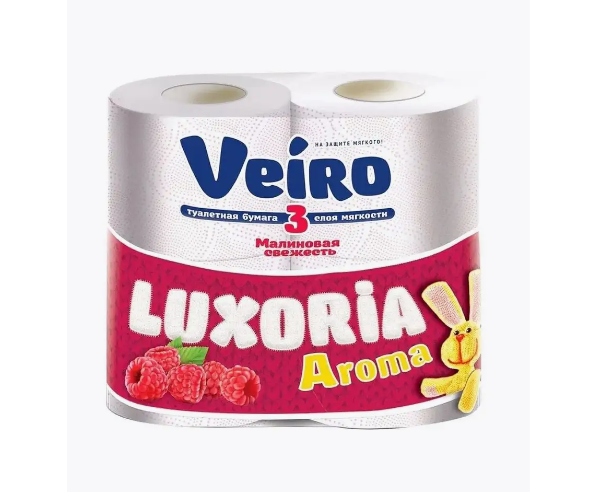 Бумага туалетная Veiro Luxoria 4рул. 3х-сл. Малина 
