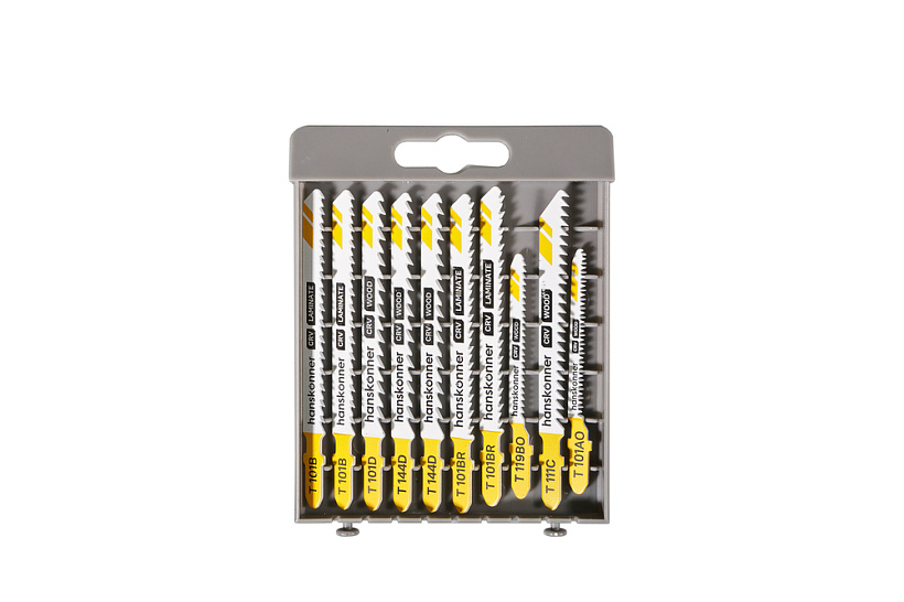 Пилки для лобзика 10шт T119BO,T111C,T101D,T101AO + (T101B,T144D,T101BR)х2,Hanskonner