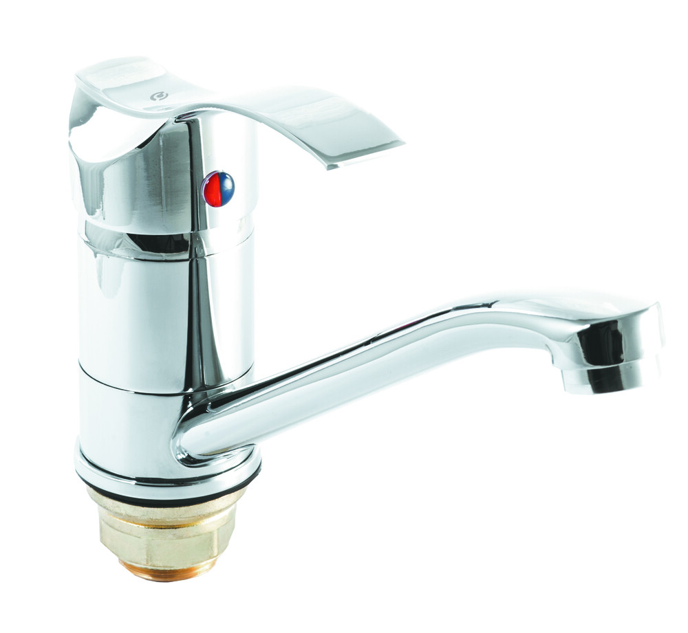 Смеситель Кухня SANTREK AQUA-630  "MODERN" шар. d-40 на гайке, средний нос SB56