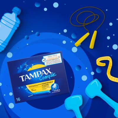 Тампоны гигиенические с аппликатором TAMPAX Compak Regular Duo 16шт ПрепакКороб