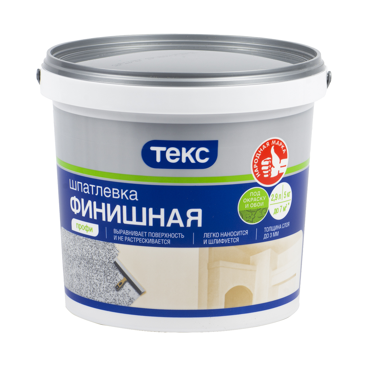 Шпатлевка латексная финишная Текс Профи, белая, 5 кг
