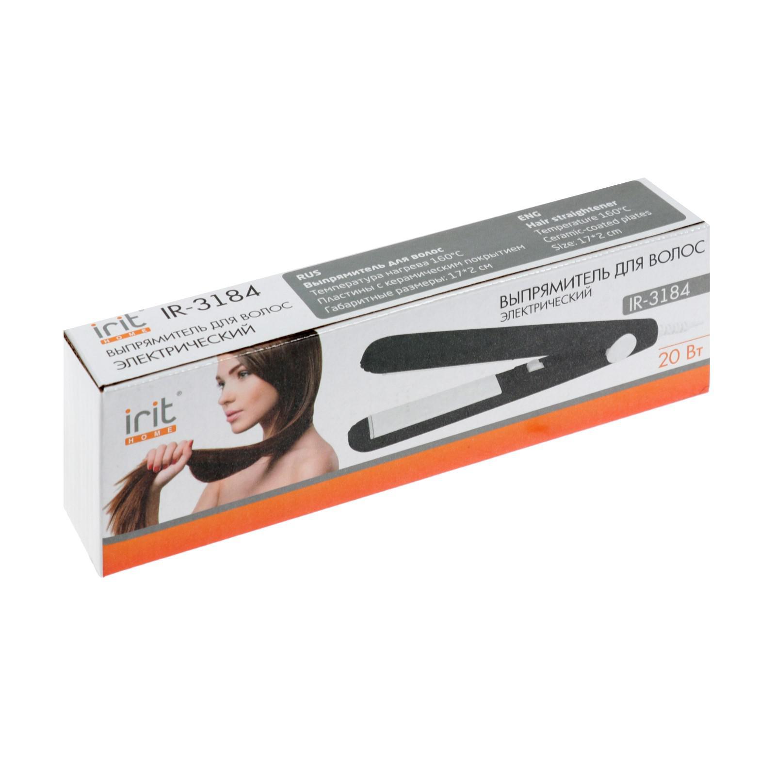Выпрямитель эл. IRIT IR-3184, 20 Вт, мах 160 C, 1 режим, 21х6х4см., керамические пластины, черный/б