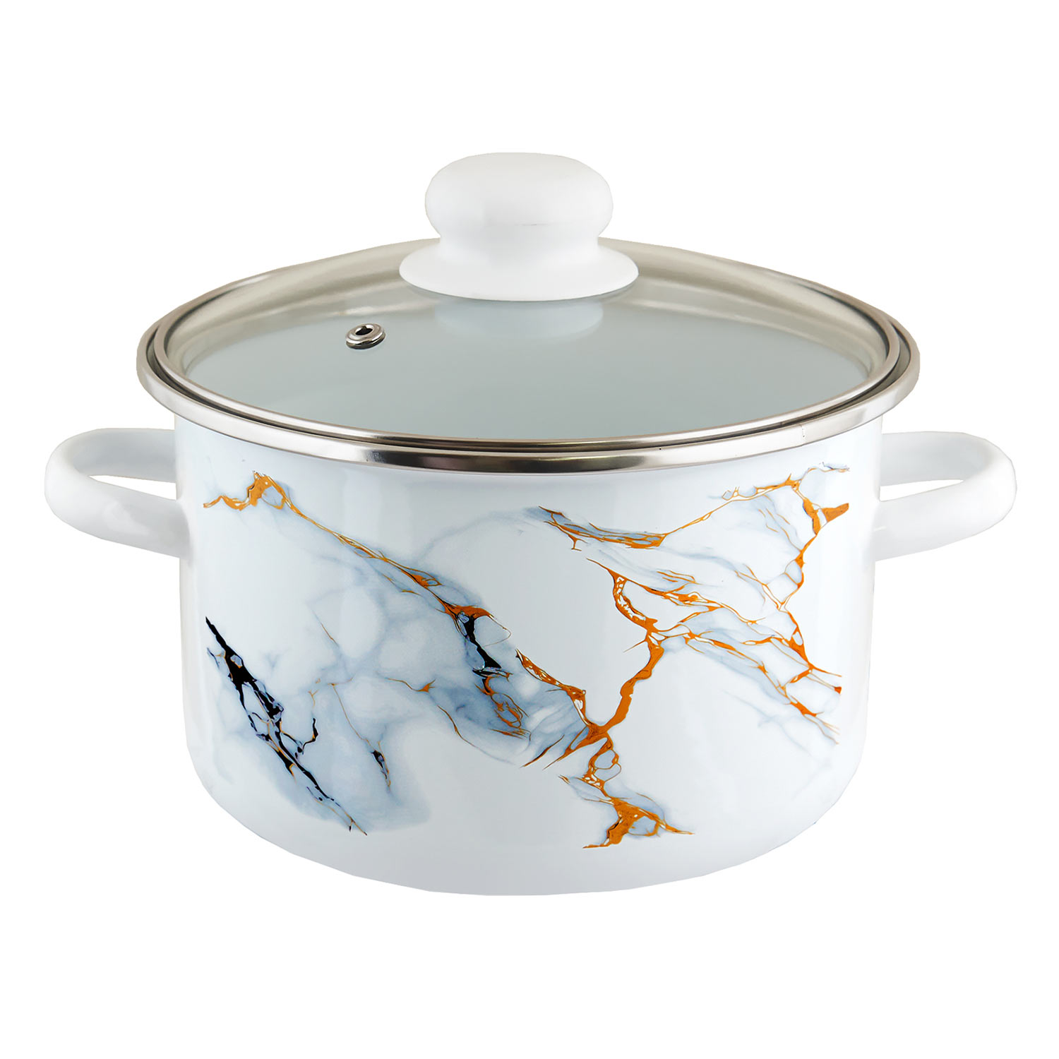 Кастрюля эмаль Marble 2 л, стекл.крышка, ТМ Appetite