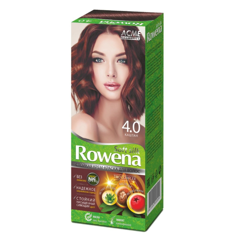 Крем-краска стойкая для волос Rowena soft silk 4.0 каштан