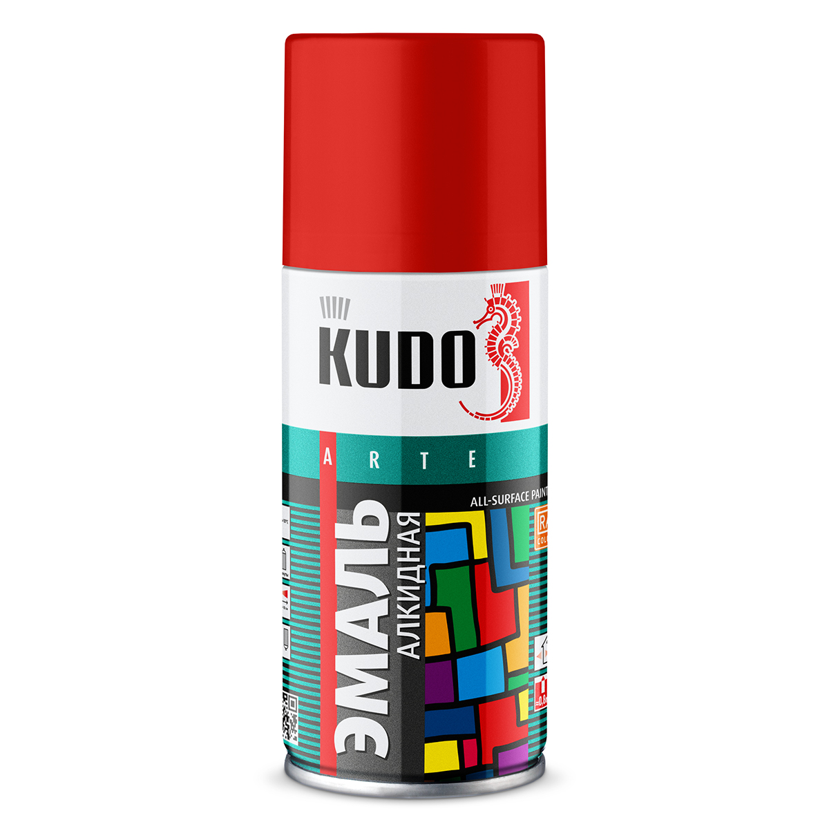 Аэрозольная алкидная краска Kudo KU-1003.1, 210 мл, RAL 3020, красная