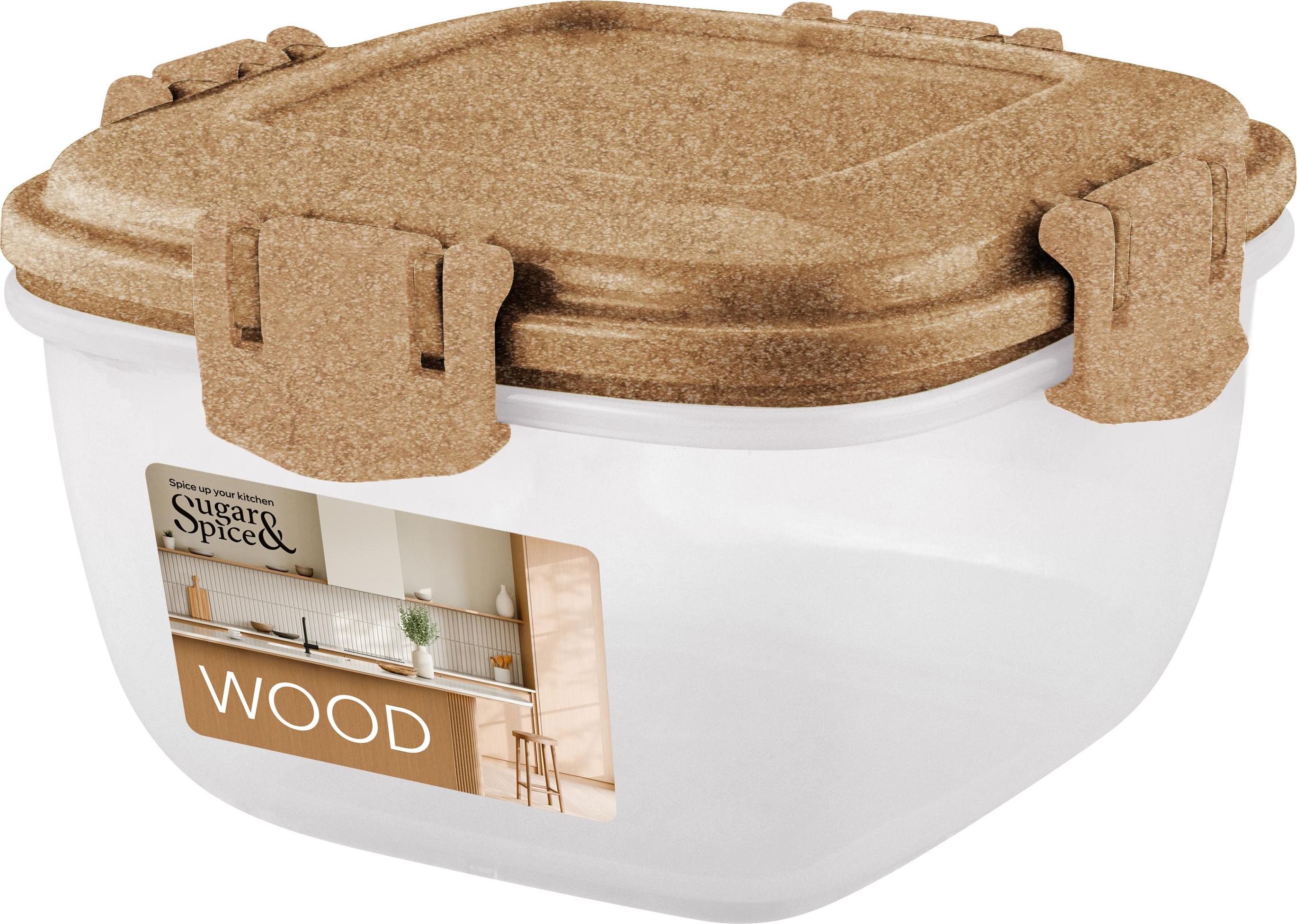 Контейнер для продуктов Sugar&Spice Wood герметичный 0,35л квадратный