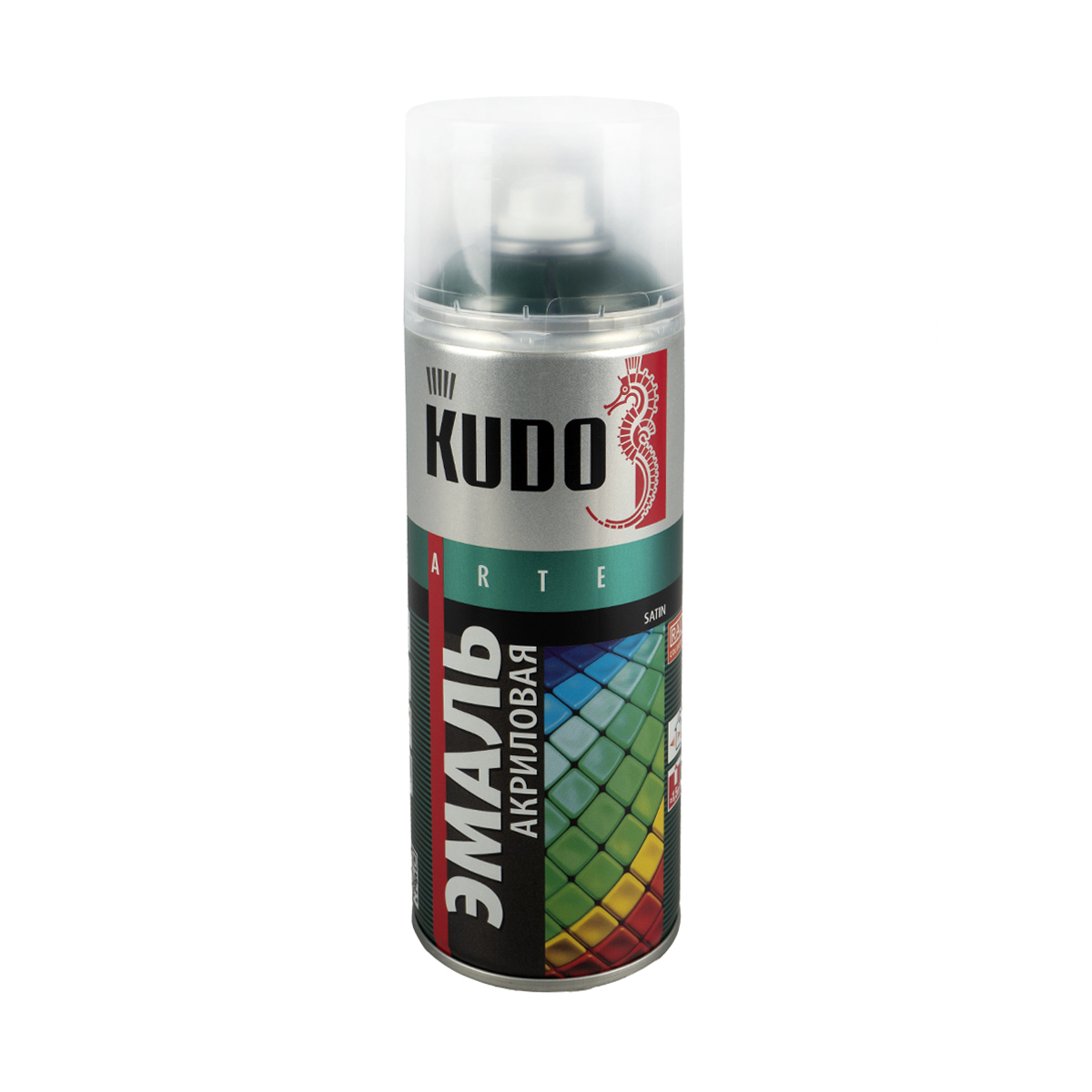 Аэрозольная акриловая краска Kudo Satin KU-0A6005, 520 мл, RAL 6005, темно-зеленая
