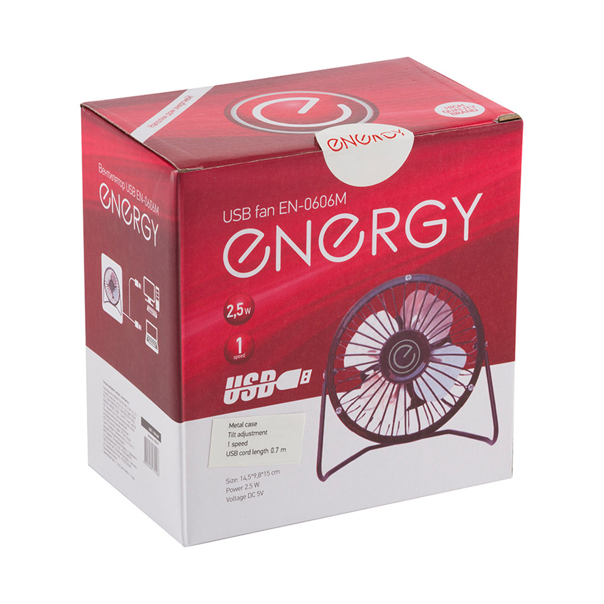 Вентилятор настольный Energy EN-0606M, USB, 2,5 Вт, 1 скорость, черный