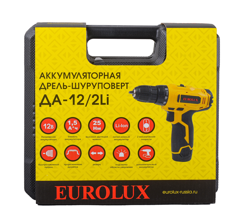 Дрель-шуруповерт аккумуляторная ДА-12/2Li Eurolux