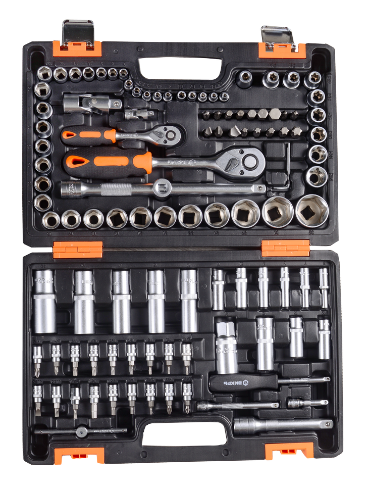 Набор инструментов, 1/2", 1/4", CrV, в кейсе 108 предм.,Вихрь 73/6/7/8