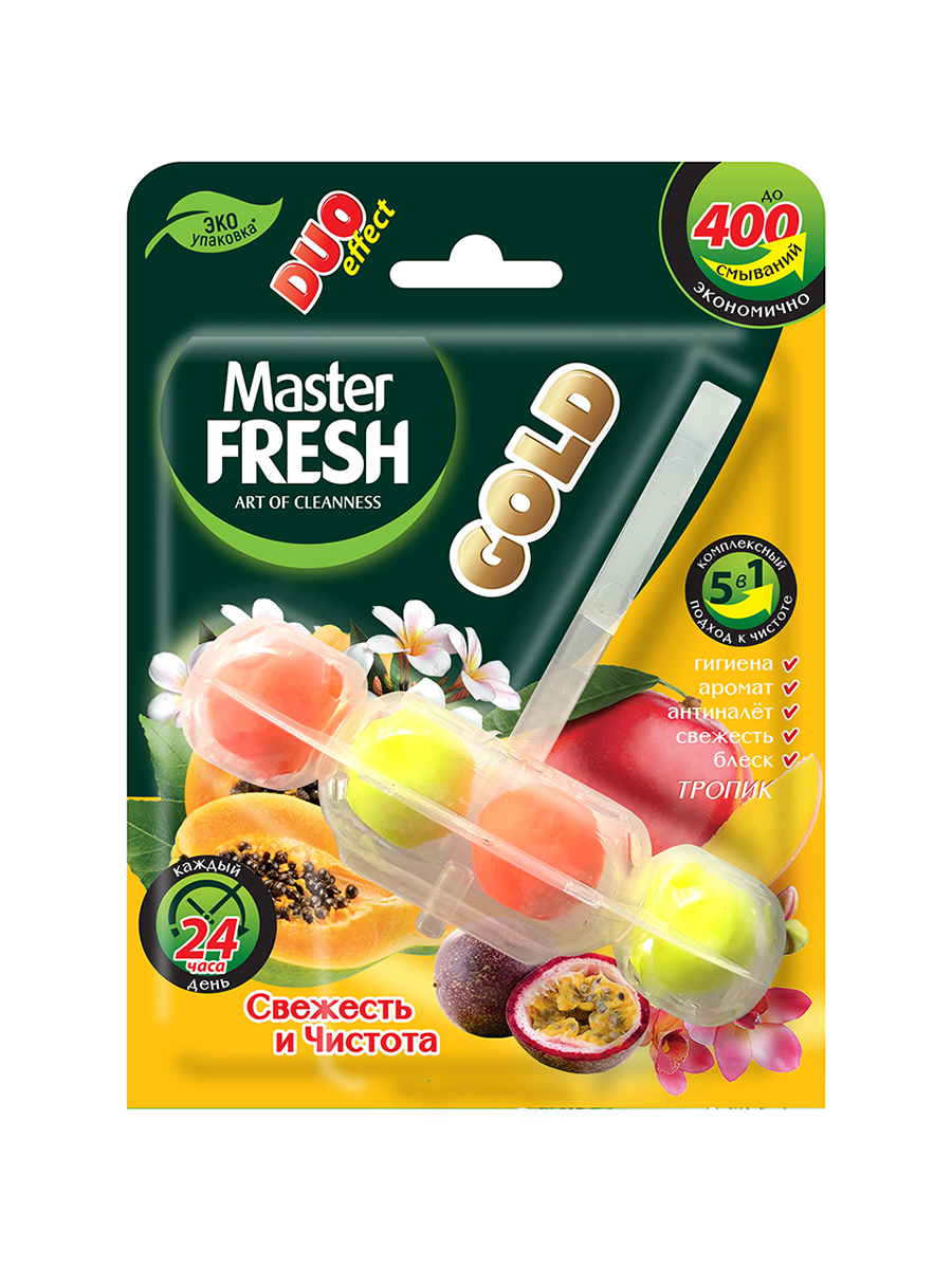 Туалетный блок для унитаза Master Fresh Duo effect Gold 5 в 1, тропик