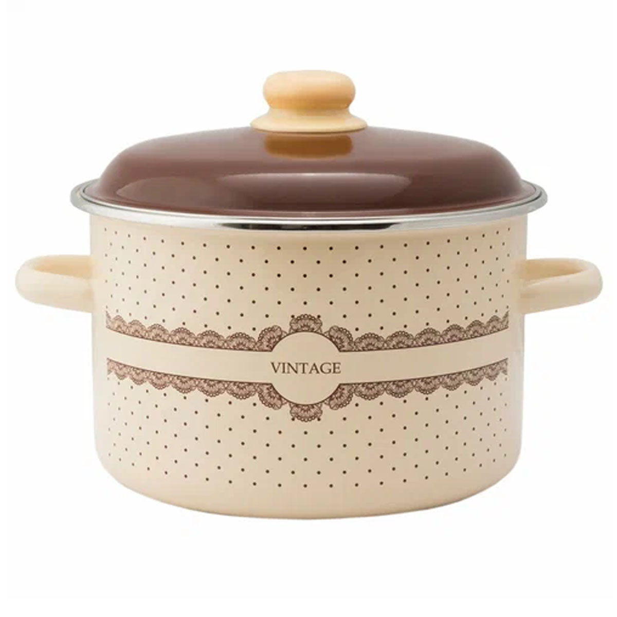 Кастрюля эмаль APPETITE Vintage, 4 л, с эмаль крышкой, с декором, цилиндрическая форма